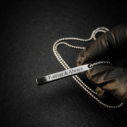Custom Engraved Strip Bar Pendant Necklace