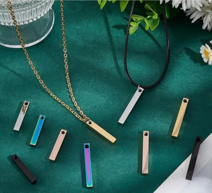 Custom Engraved Strip Bar Pendant Necklace
