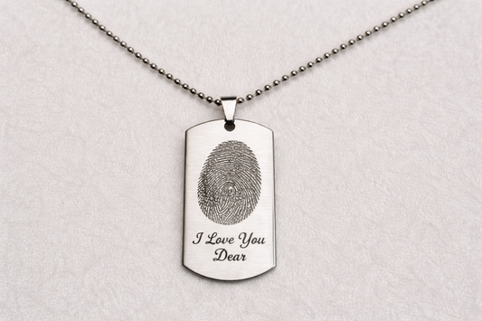 Custom photo engraved stainless steel tag necklace Canada - personalized fingerprint, photo & text dog tag necklace. Memorial & anniversary gift. Ships Canada & USA.