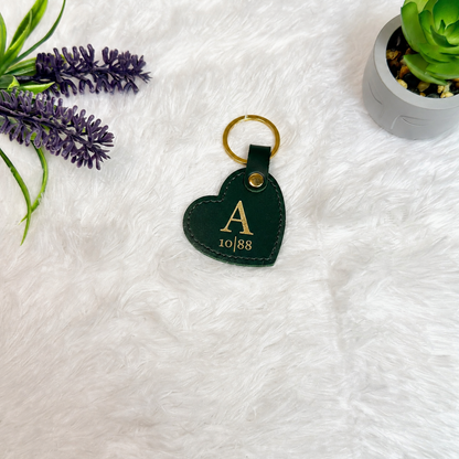 Personalized Heart Leather Key Tag | Custom Foil Embossed Keychain Canada