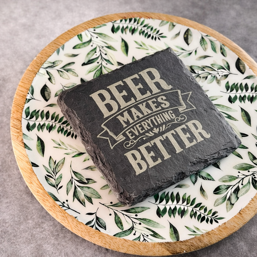 Custom Engraved Slate Coasters – gift packaging and presentation. Oruz Gifts Canada.