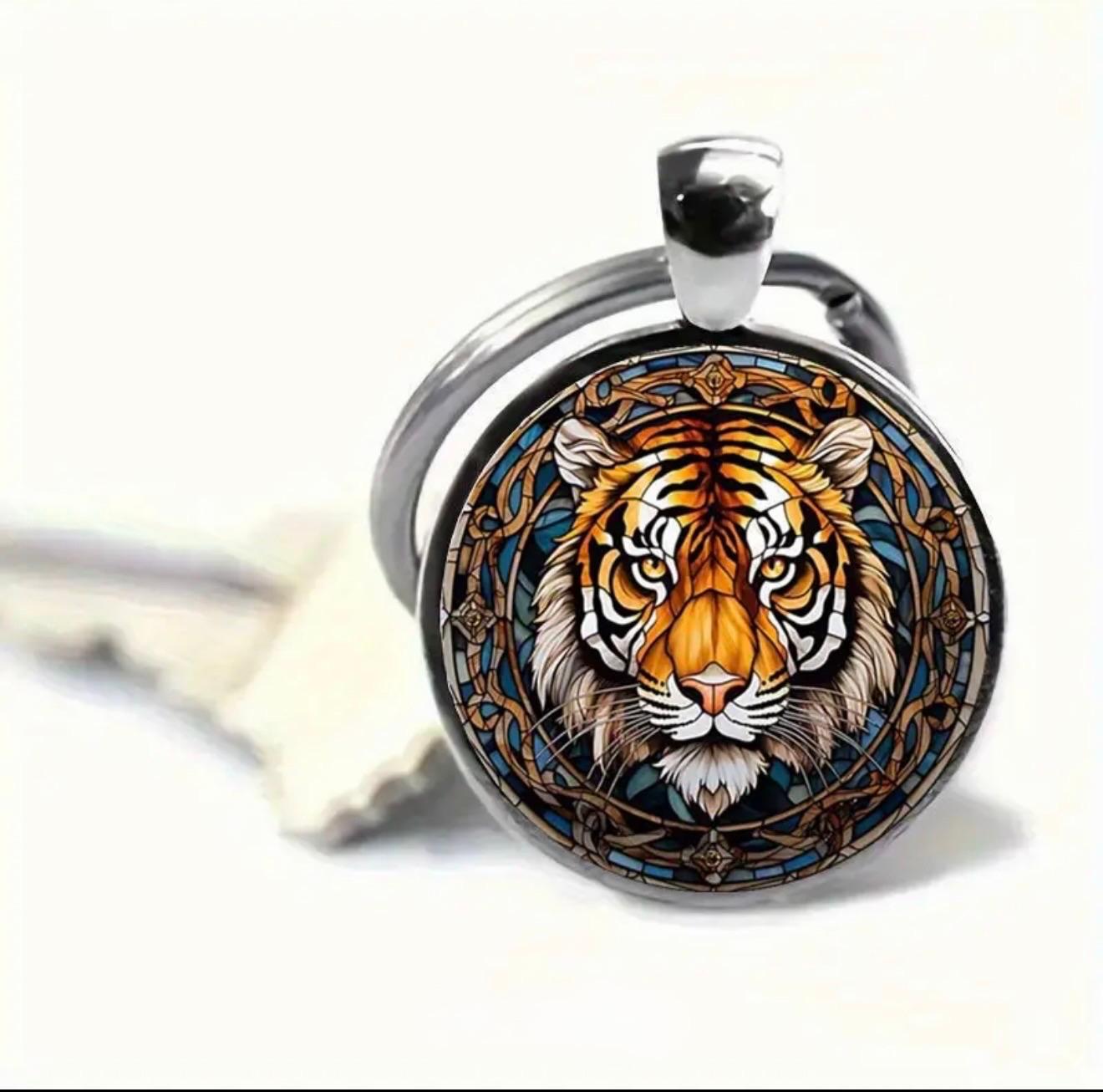 Tiger Alloy Key Chain with Time Gem – Bag Pendant