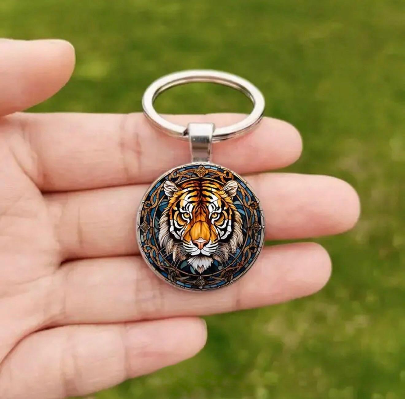 Tiger Alloy Key Chain with Time Gem – Bag Pendant