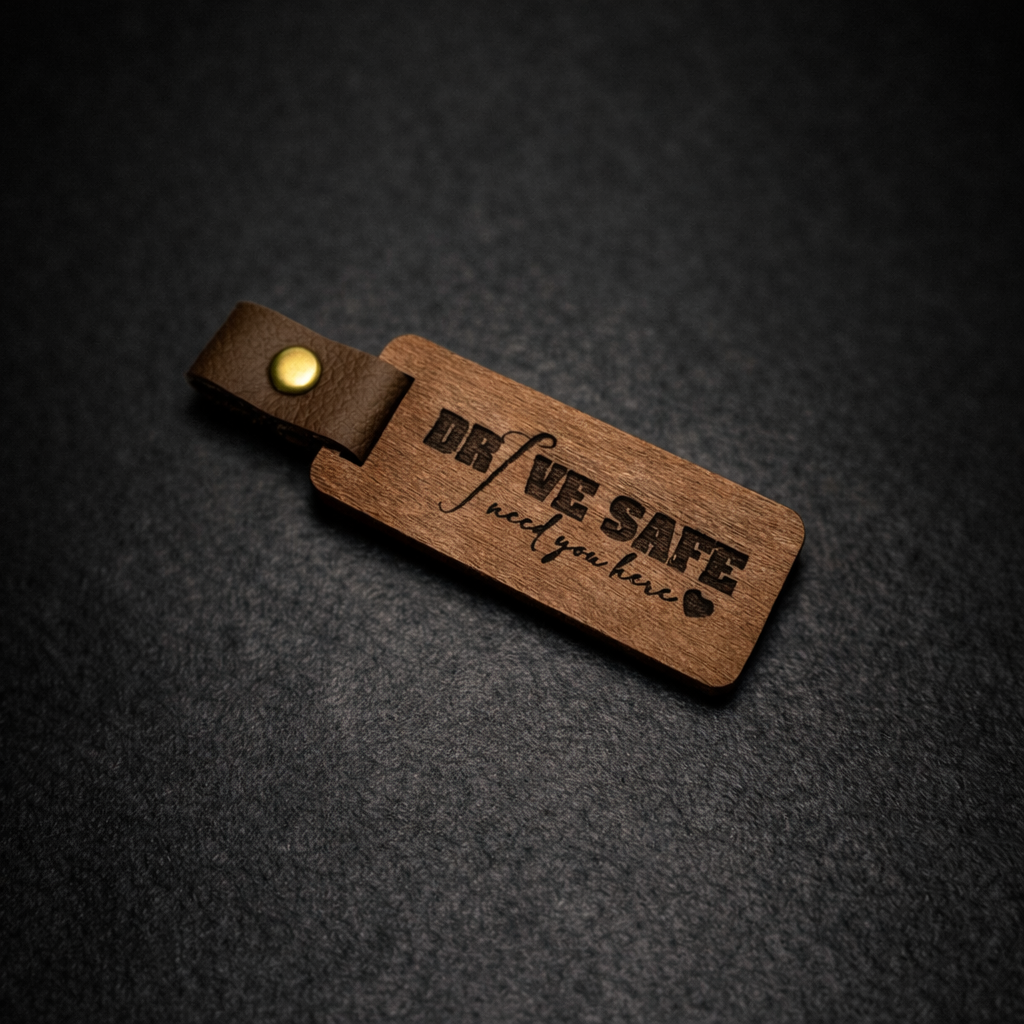 Custom Engraved Wooden Keychain | Personalized Initial & Name Tag