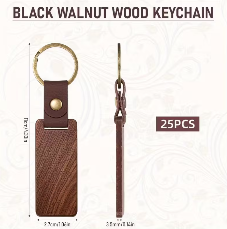 Custom Engraved Wooden Keychain | Personalized Initial & Name Tag